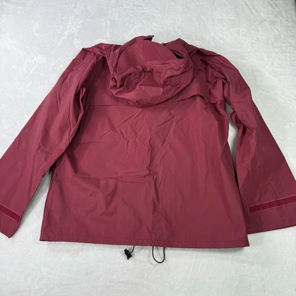 Vintage 90's LL Bean PVC Suit Red Rain Boat Jacket Hooded Coat Pant Mens Medium‎